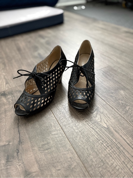 chelsea crew Shoes - chelsea crew Black Cutout Lace-Up Peep Toe Heels